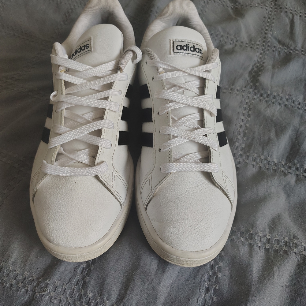 Adidas Classic White Sneakers with Black Stripes